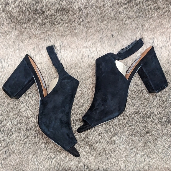 Steve Madden Deagen Black Suede Peep Toe Heels Women's 10 NWOT - Picture 11 of 13